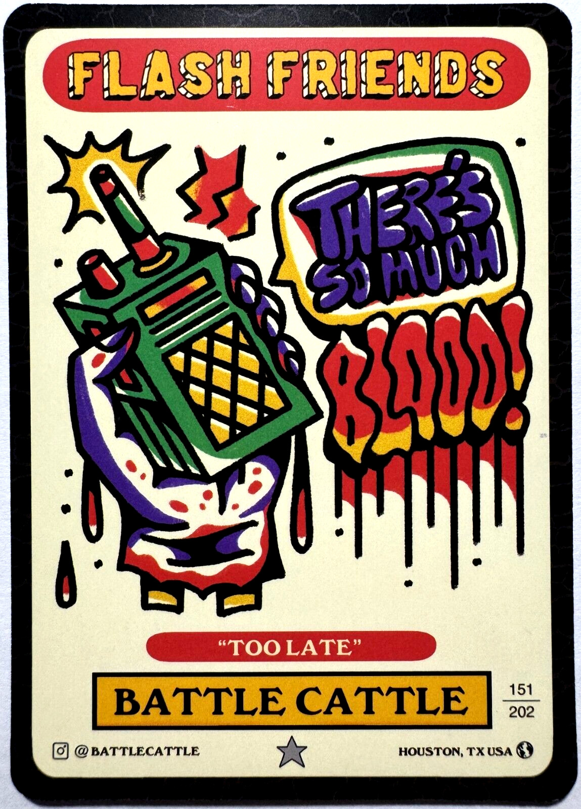 Flash Friends Series 2 Tattoo Art Trading Card BATTLE CATTLE TOO LATE #151