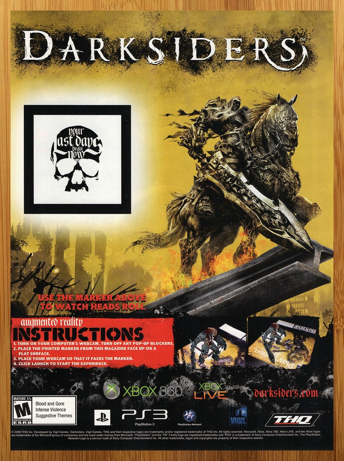 2009 Darksiders PS3 Xbox 360 Print Ad/Poster Official Video Game War Promo Art