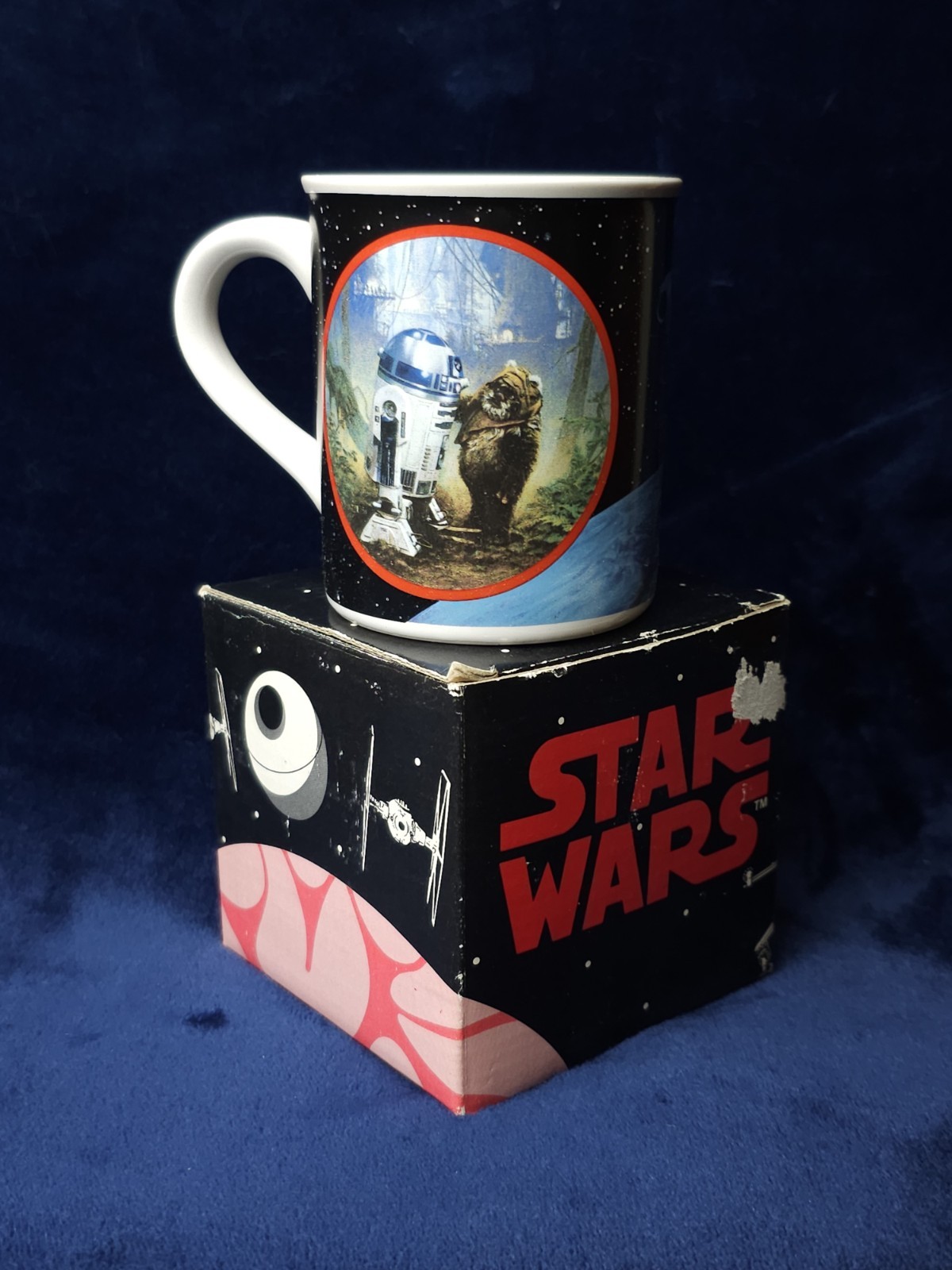 Vintage STAR WARS 1989 Lucasfilm R2-D2 And Wicket Mug--  Original Box