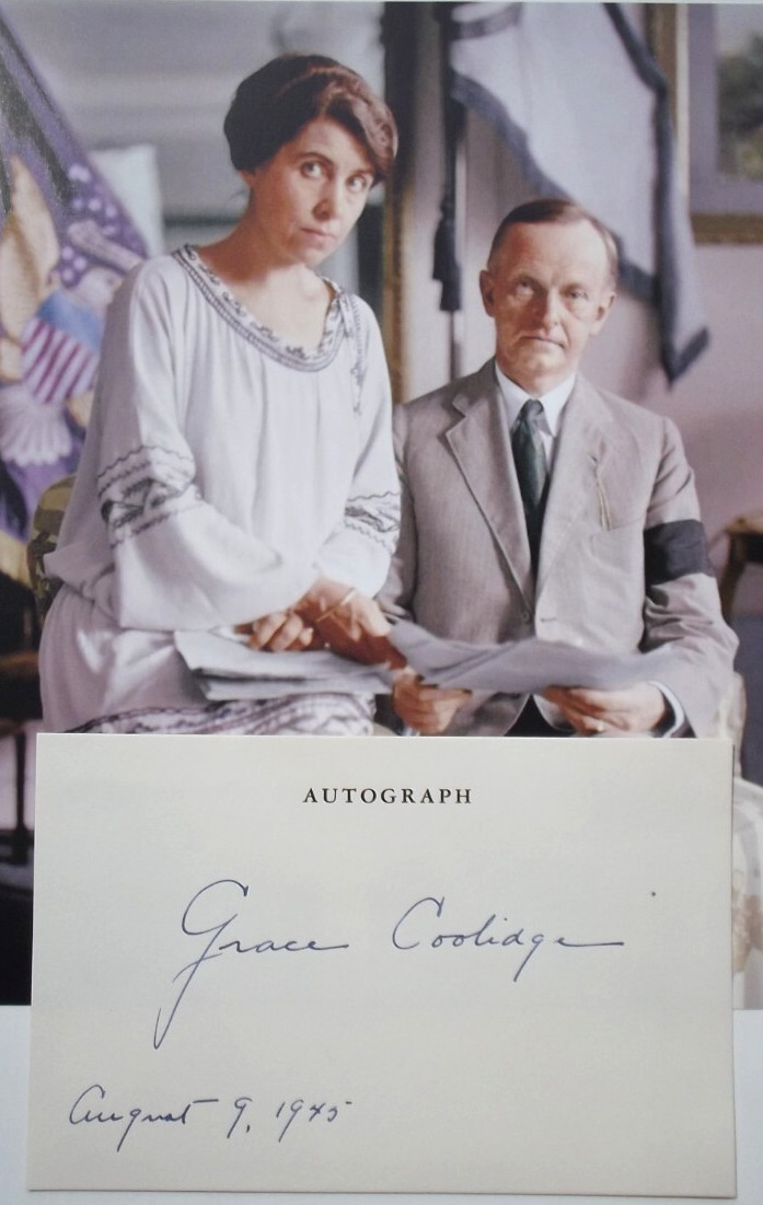 Grace Coolidge First Lady of United States 1923 - 1929 Autograph Card
