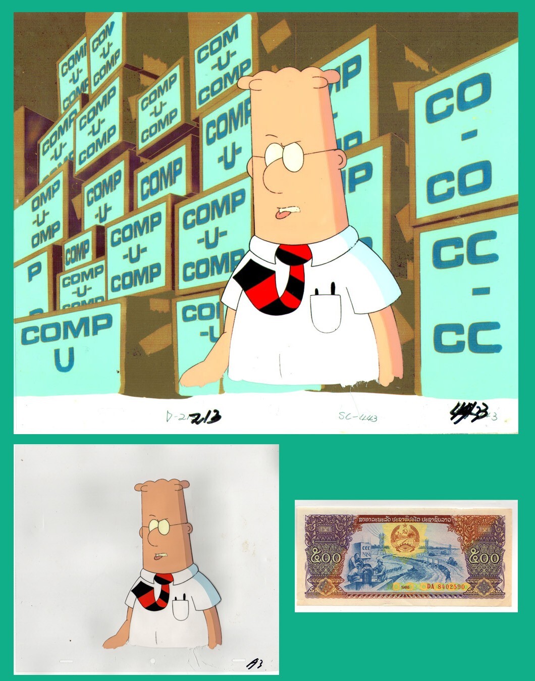 Original DILBERT Animation Cel:  Giant DILBERT Torso +