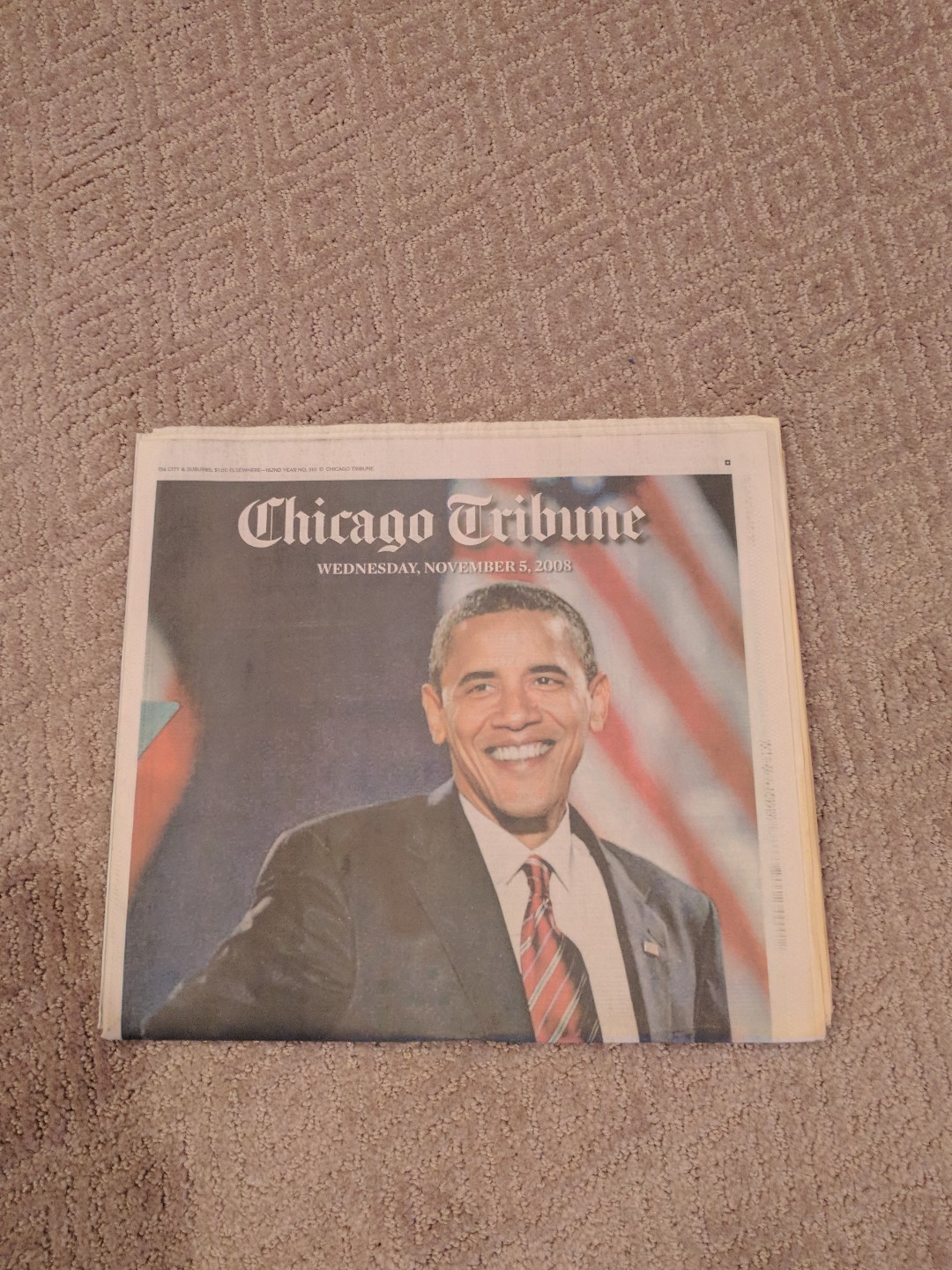 Barack Obama Chicago Tribune Inaguration Newspaper November 5 2008 Election