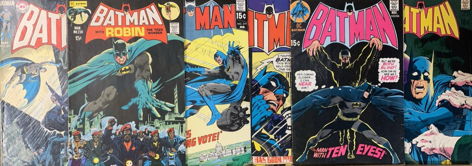 BATMAN 219 220 225 226 229 230 NEAL ADAMS Covers  ROBIN Stories  VG+ (4.5) Avg