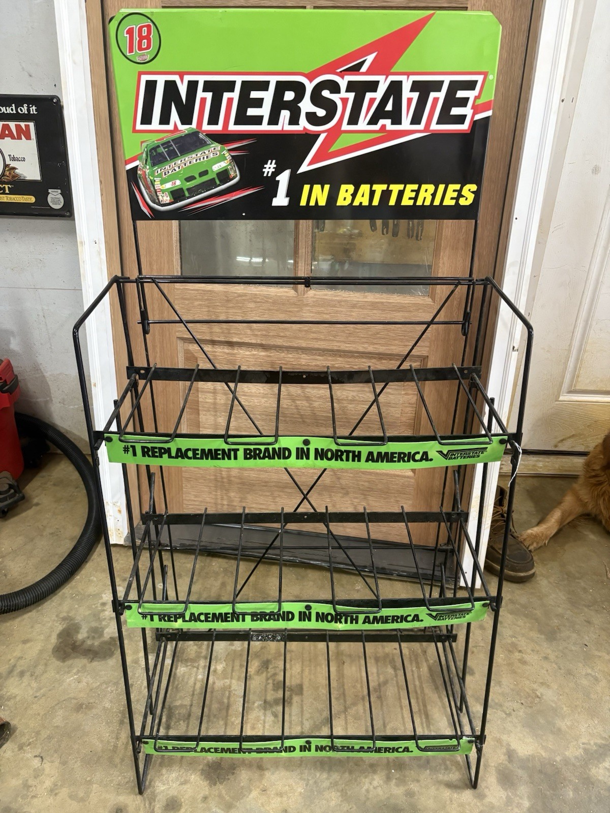 Vintage Interstate Battery Display Rack - Gas Station Stand, Oil, Advertising