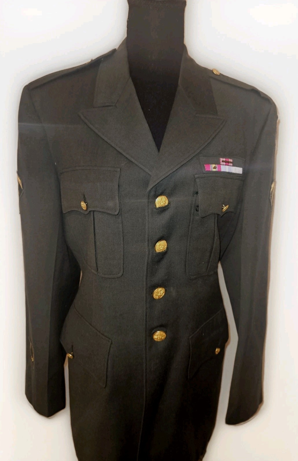 Vintage US Military Post WWII Army Dress Uniform Coat Jacket 1956 Size 39L