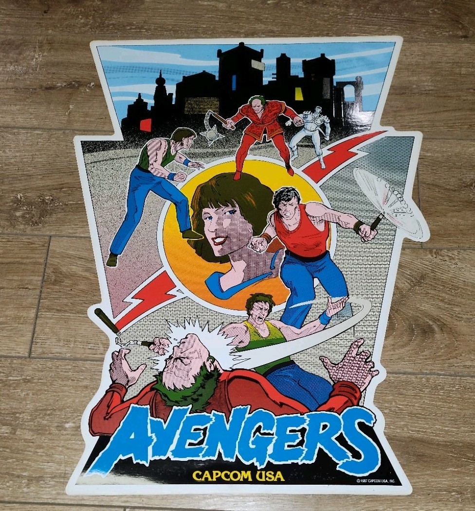 Original 1987 Avengers by CAPCOM USA Video Arcade Side Art