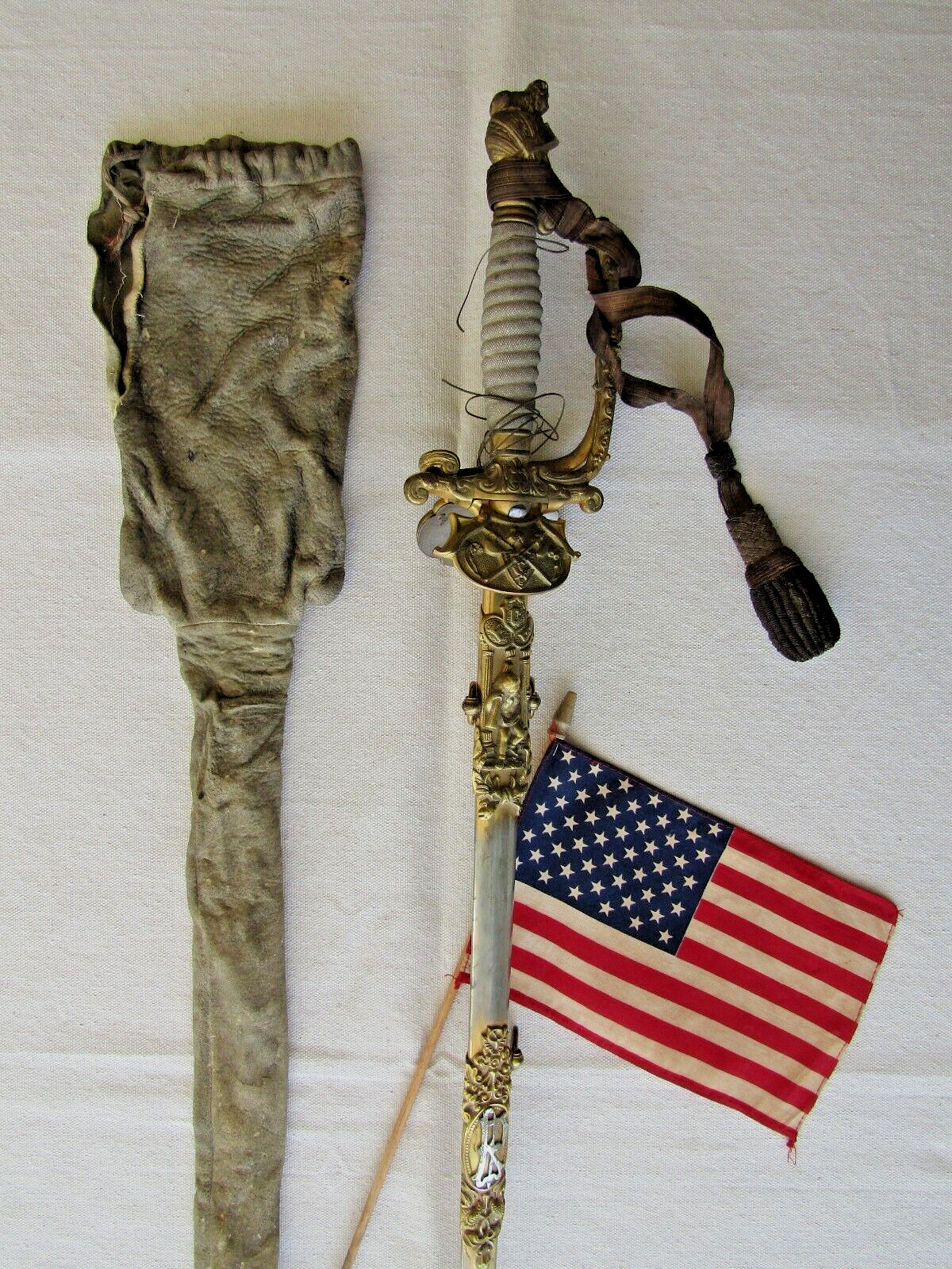 Knights of Pythias 1800's Sword with Folding Guard and scabbard.