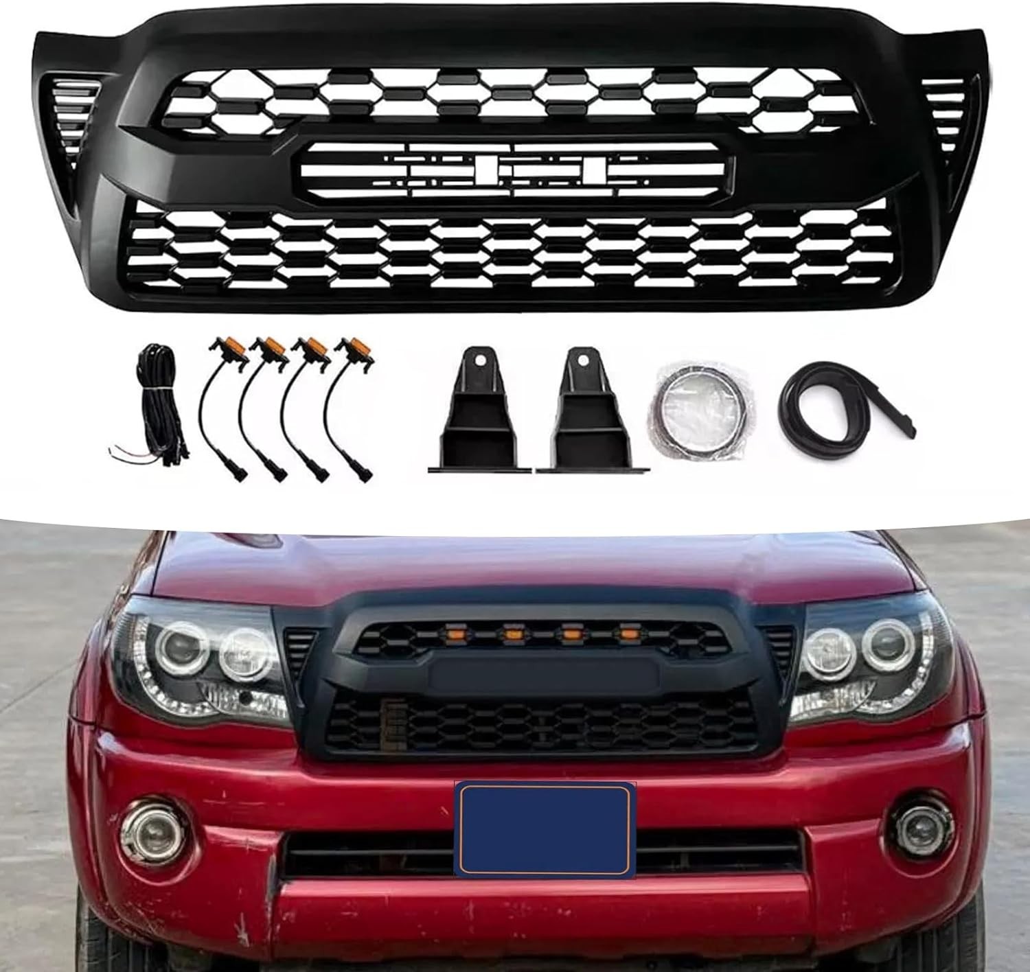 Front Bumper Upper Grille W/LED Lights for 2Nd Gen 2005-2011 Toyota Tacoma | Trd