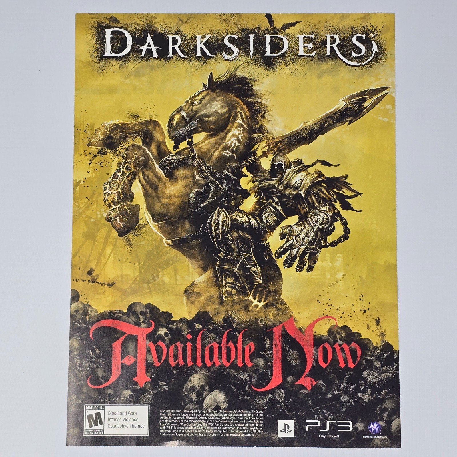 Darksiders PlayStation 3 PS3 Available Now Print Ad/Poster