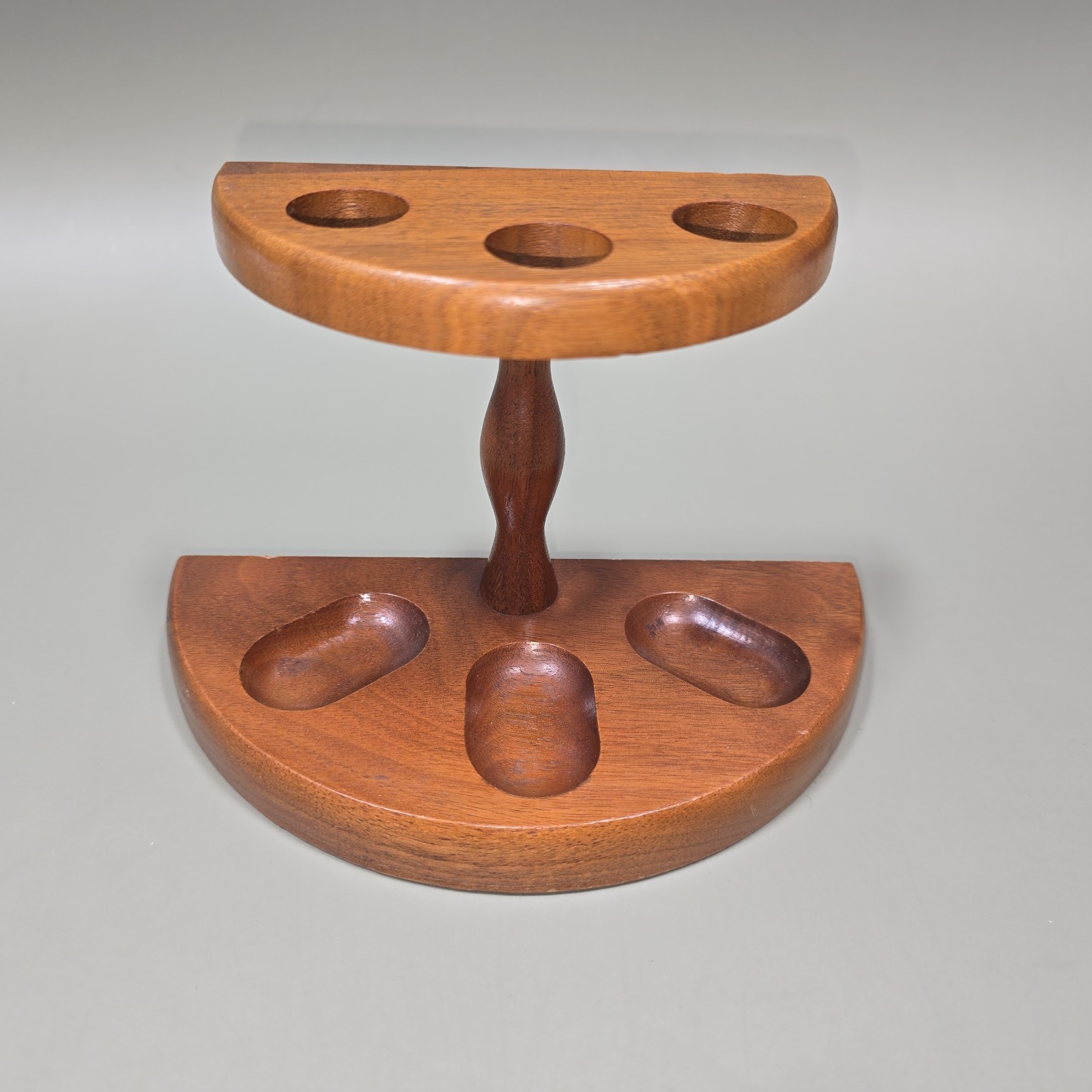 Vintage Dunhill 3-Slot Half-Round Wooden Pipe Stand