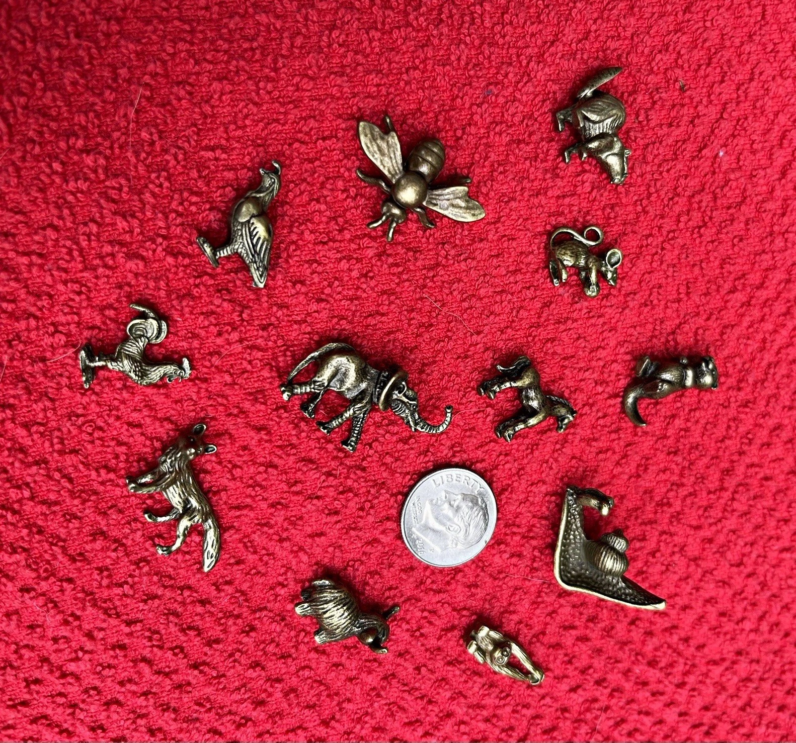 miniatures Lot of 12 Mini Metal Animal trinkets.