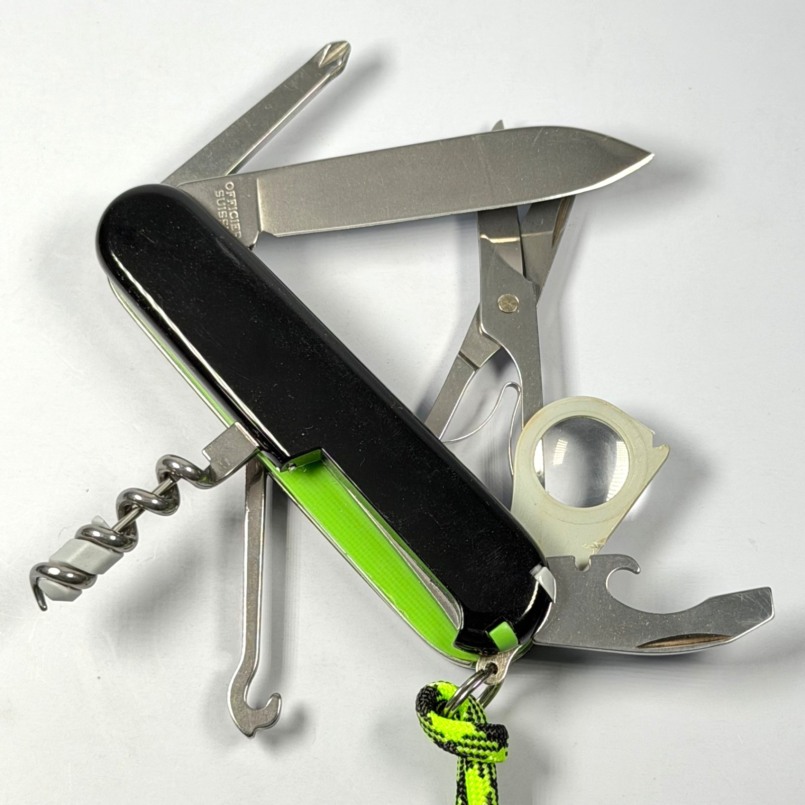 RedEdge Modified Victorinox Yeoman Black Plus Scales Green Liners