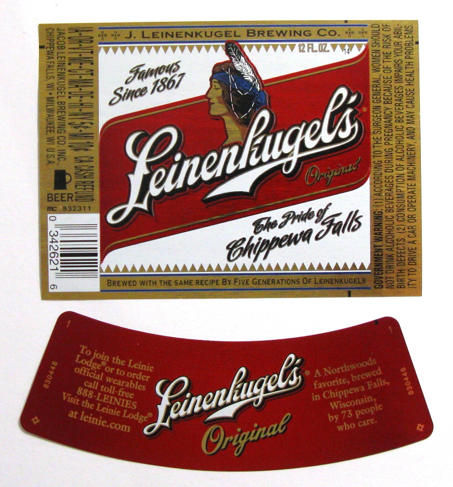 Leinenkugel's Brewing LEINENKUGEL'S - original - beer label WI 12 oz #832311 #14
