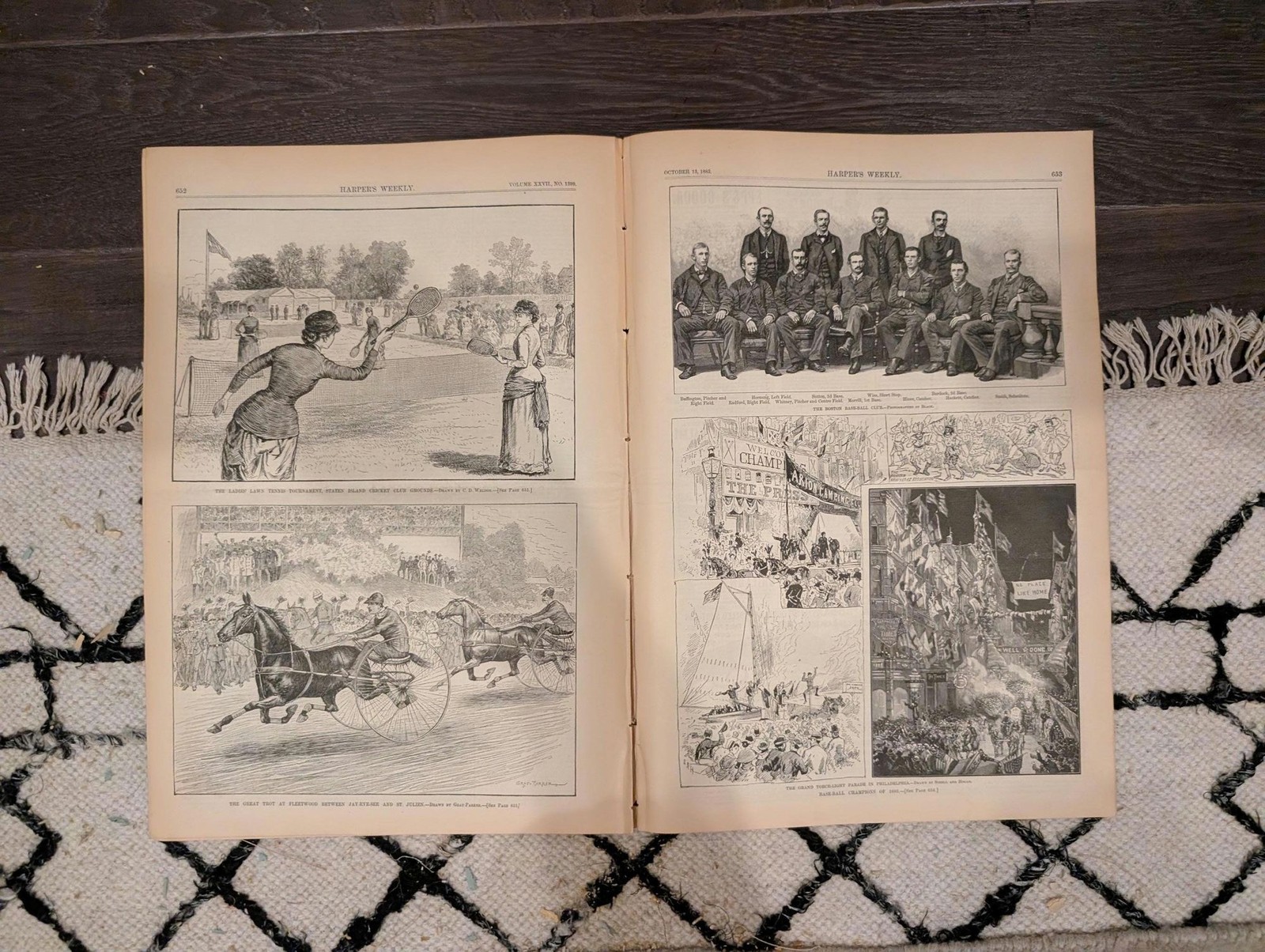 Harpers Weekly 1883 Baseball Champions Oct 13 Tennis Staten Island Boston Team