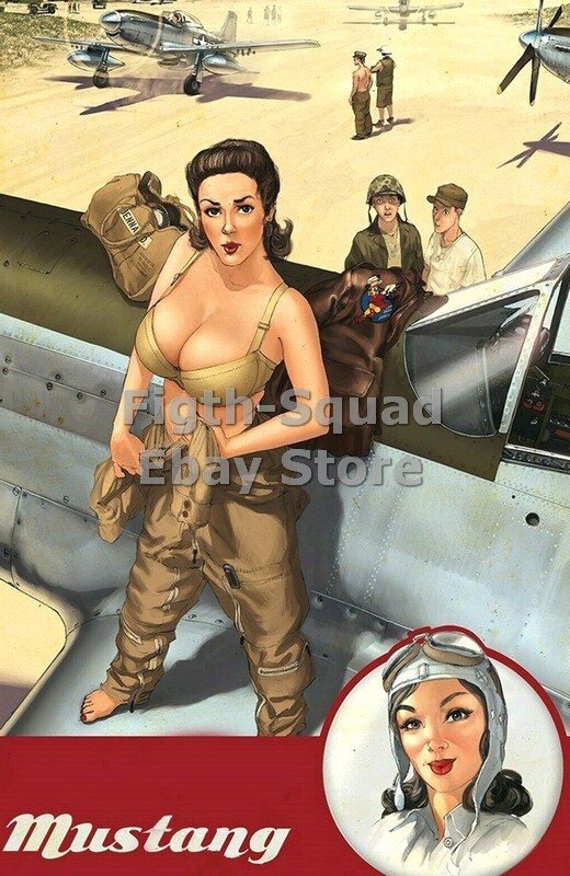 WW2 Picture Photo Mustang pinup Girl 6123