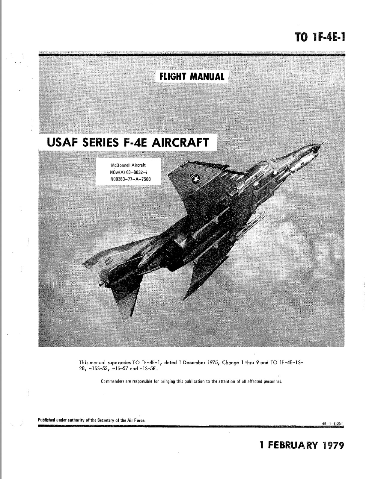 482 Page U.S. 1979 F-4 F-4E Phantom II  T.O. 1F-4E-1 Flight Manual on CD