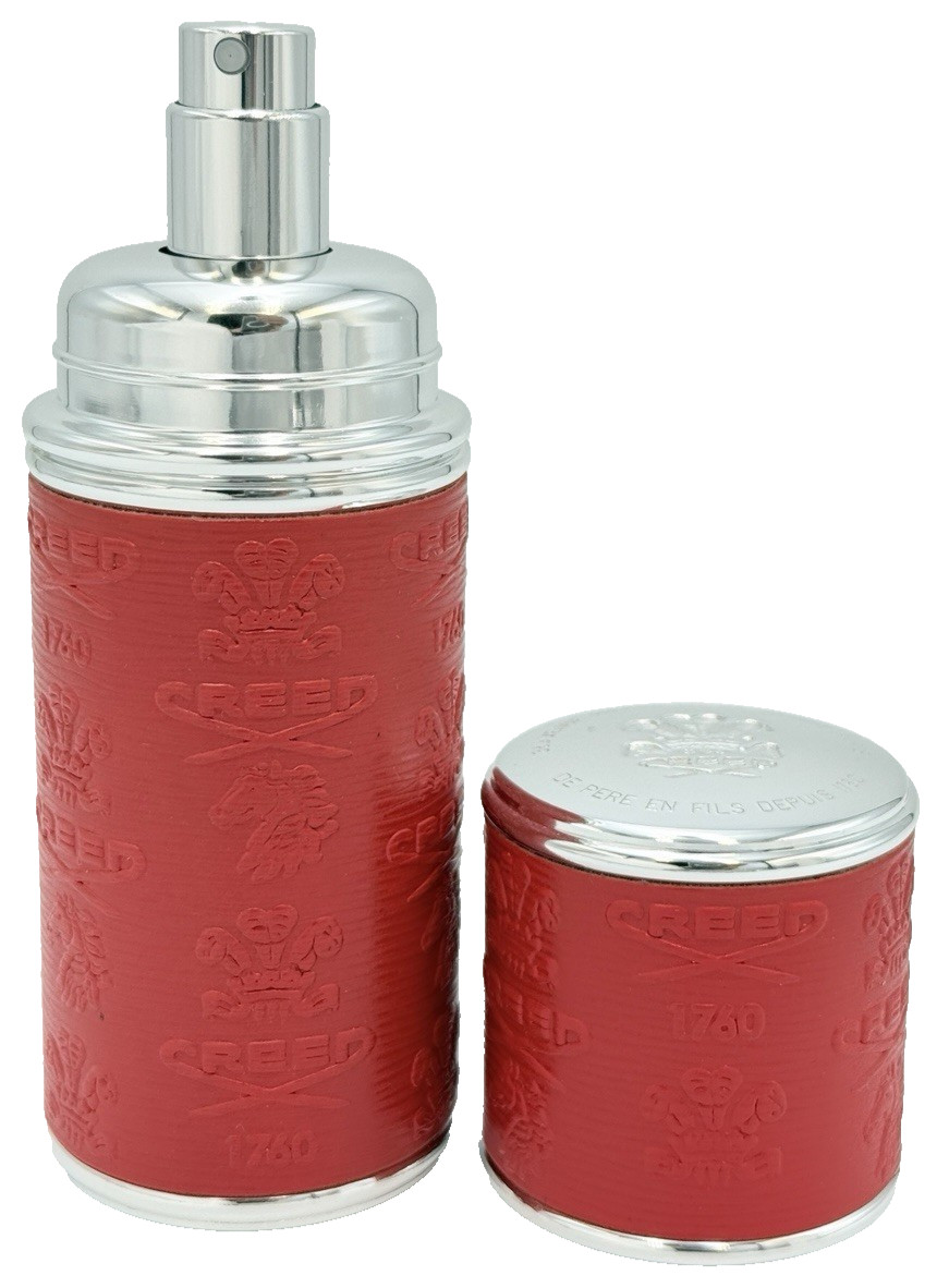 Creed 50ml Deluxe Atomizer Silver/Deep Red Leather Refillable Pocket Spray
