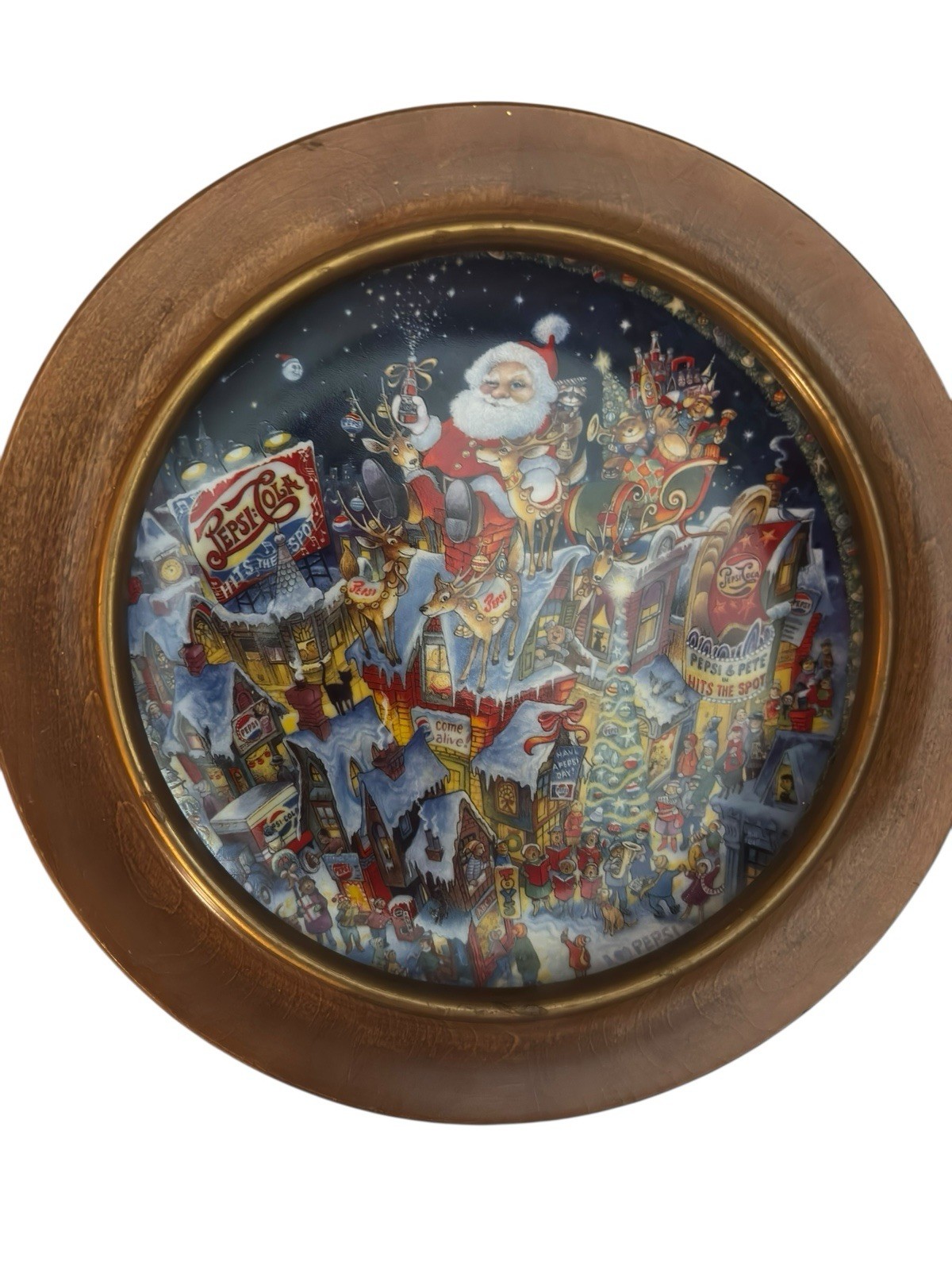 1994 Pepsi Cola Christmas Collector Plate Bill Bell Santa Framed Vintage