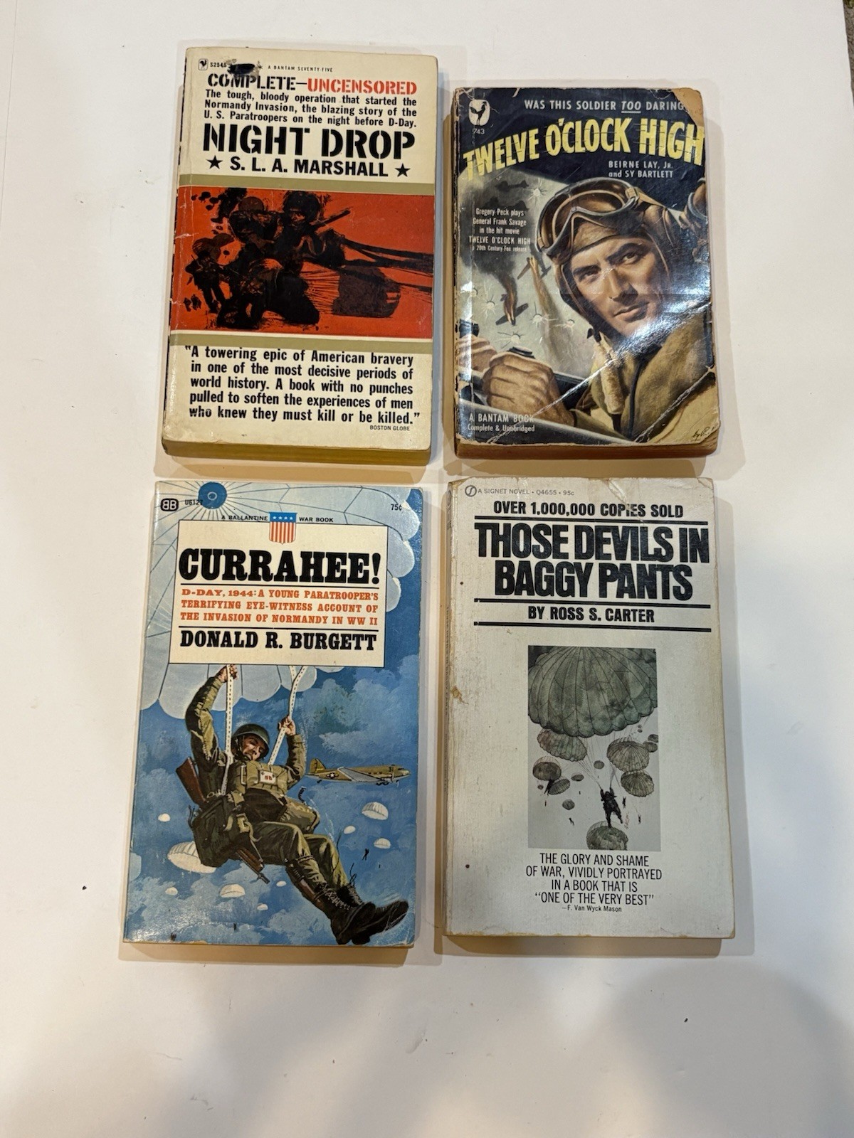 Book WWII Airborne Paratrooper Lot 12 O’Clock Baggy Pants Night Drop Currahee