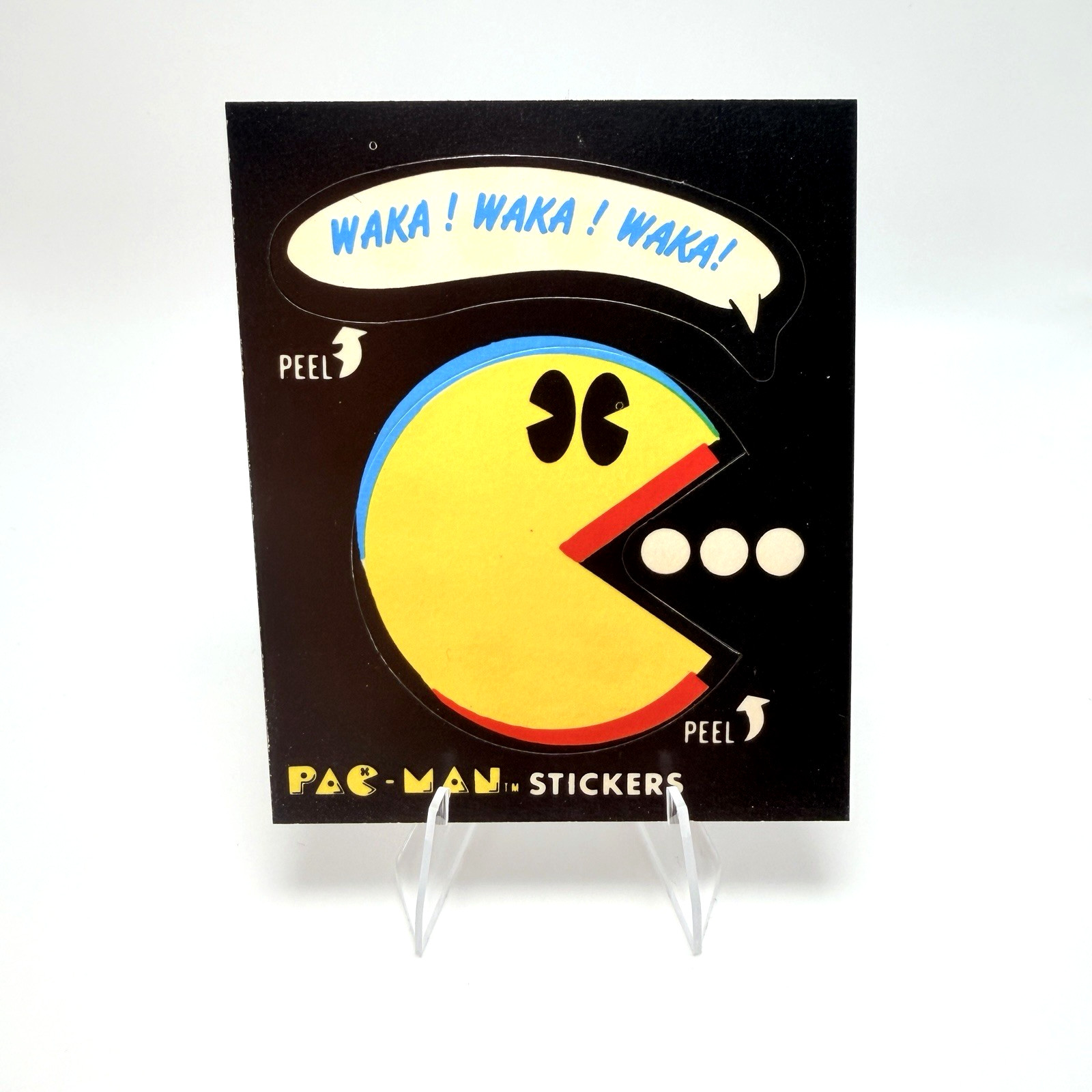 1980 Fleer Pac-Man #1 Waka Waka Waka With Eyes Blue Back Vintage Sticker