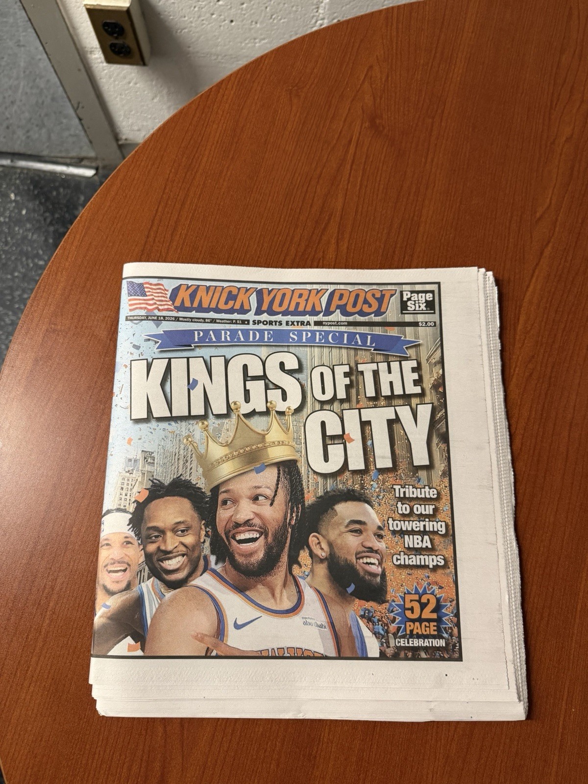 2026 Knick York Post Final Edition June 18 Parade Newspaper Knicks (IN HAND)
