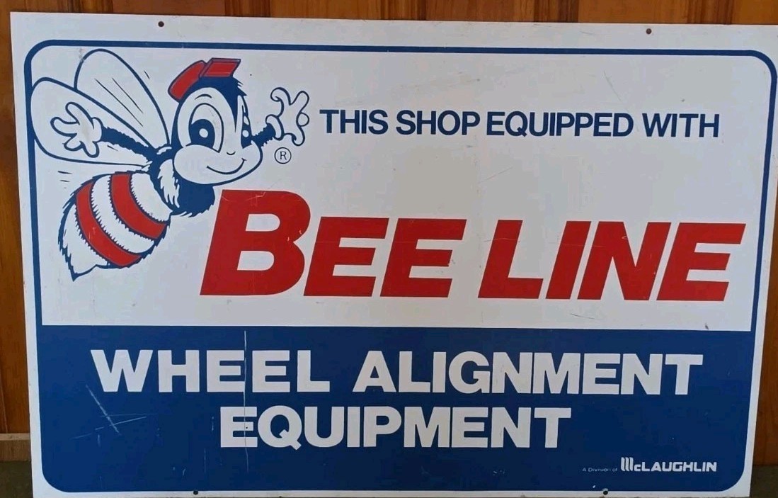 24x36 BEE LINE WHEEL ALIGNMENT  EQUIPMENT VINTAGE   DOUBLE SIDED METAL...