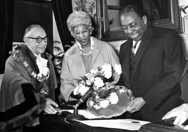 Sir Learie And Mrs Constantine With The Mayor Of Nelson Lancs 1963 Old Photo