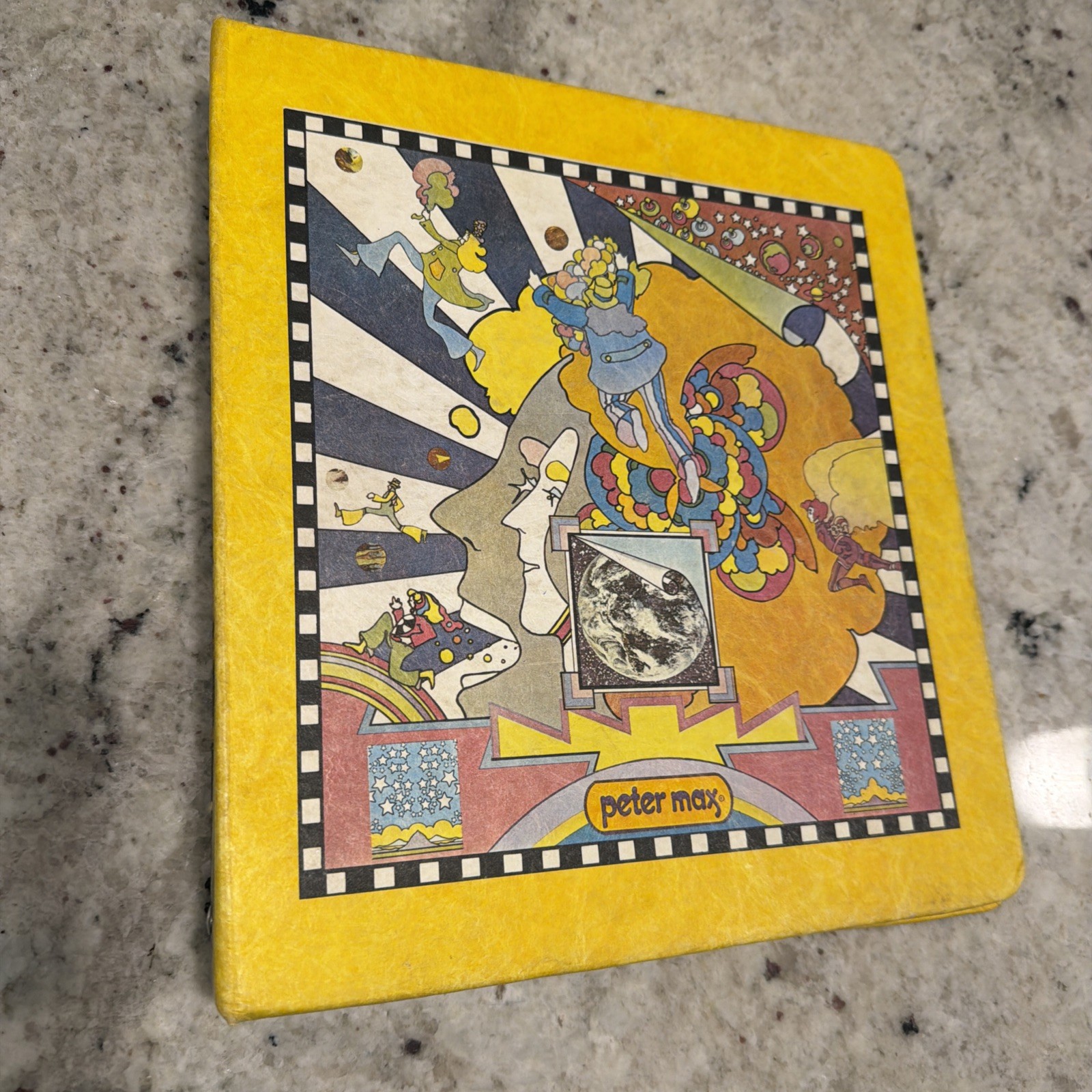 Vintage 1970s Peter Max Groovy 3 Ring Binder Portfolio  and Notebook inside