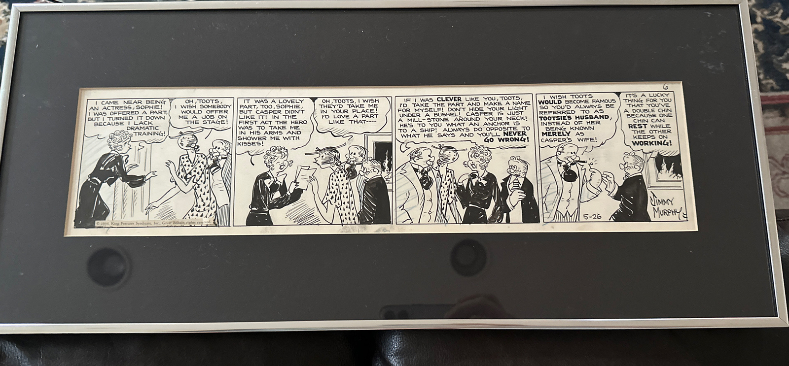 Signed Comic Strip Framed ORIGINAL PEN+INK ART Verne Jimmy Murphy Toots & Casper