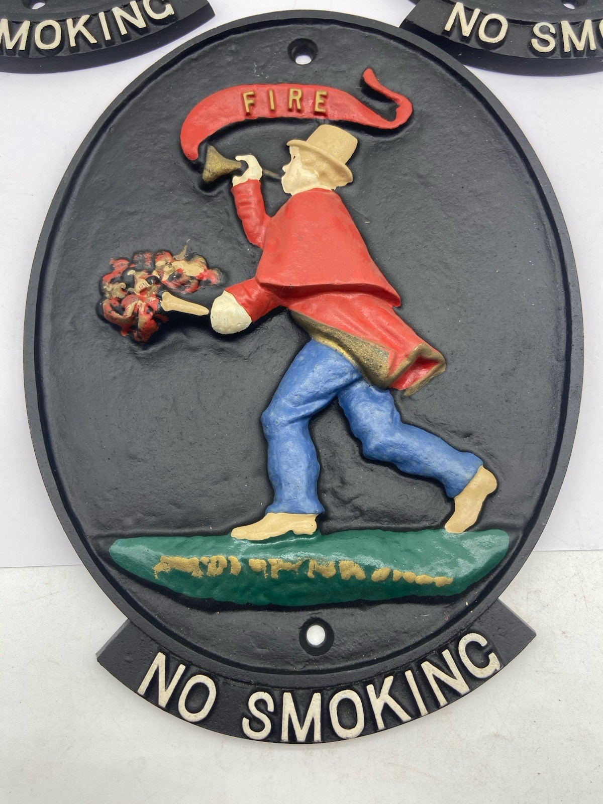 Vintage Cast Iron Fire Insurance Wall Plaque Fireman 10.75”x 8.5”