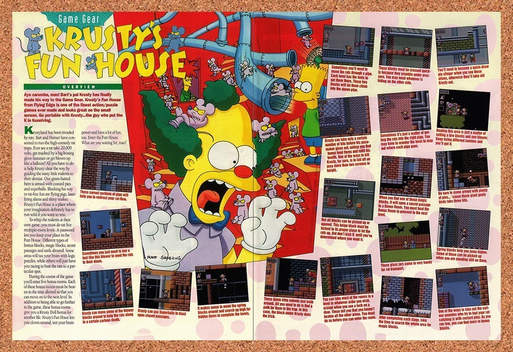 1993 Krustys Fun House Game Gear Original Advertisement / Retro Promo vr2
