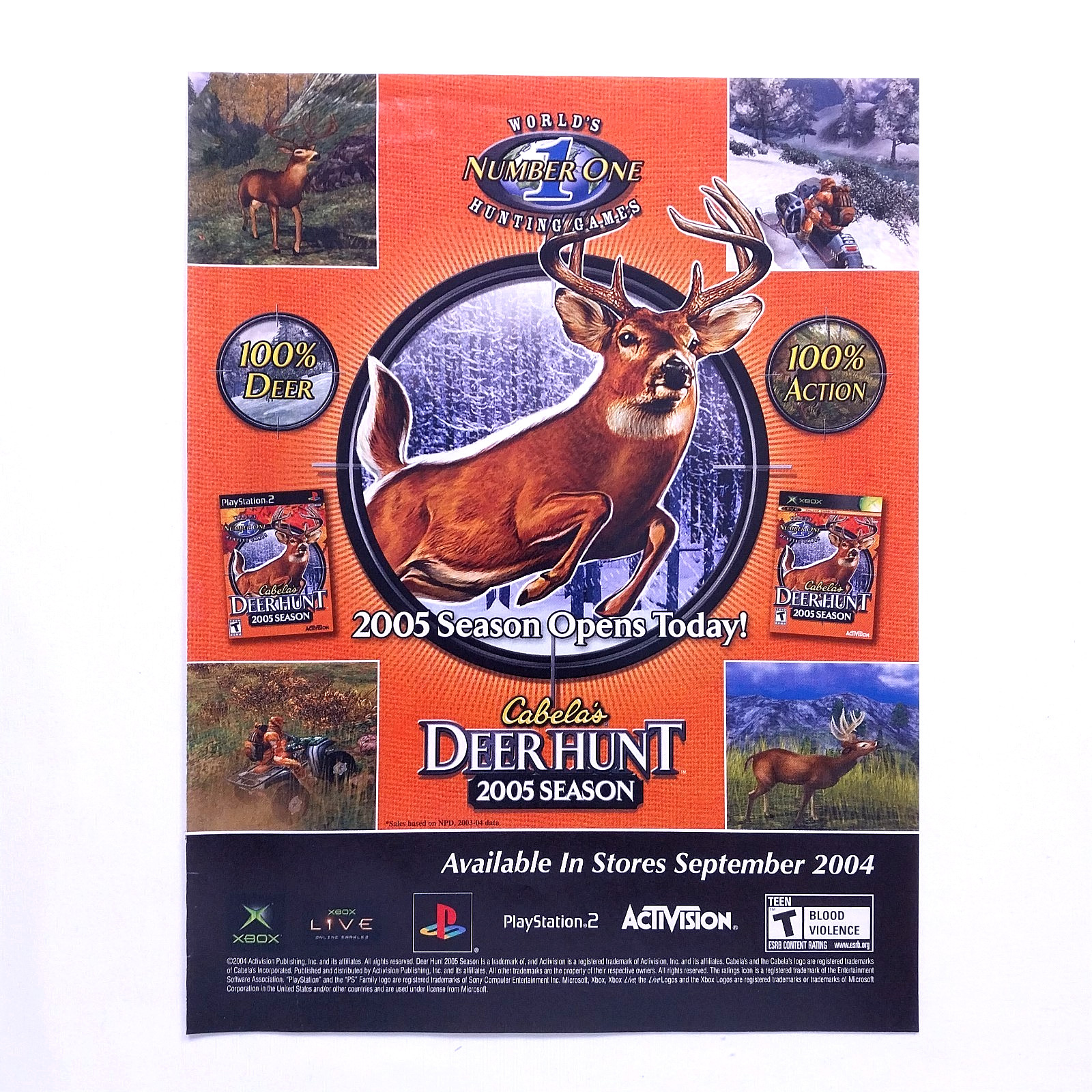2004 Cabela's Deer Hunt 2005 Season Vintage Print Ad - Ready To Frame Wall Art
