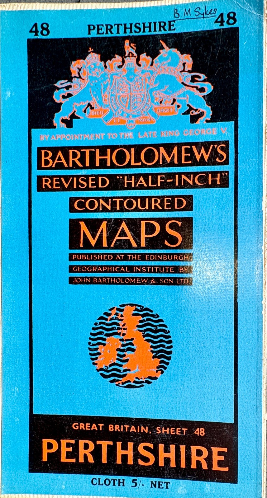 Vintage Perthshire Scotland Cloth Map c. 1953