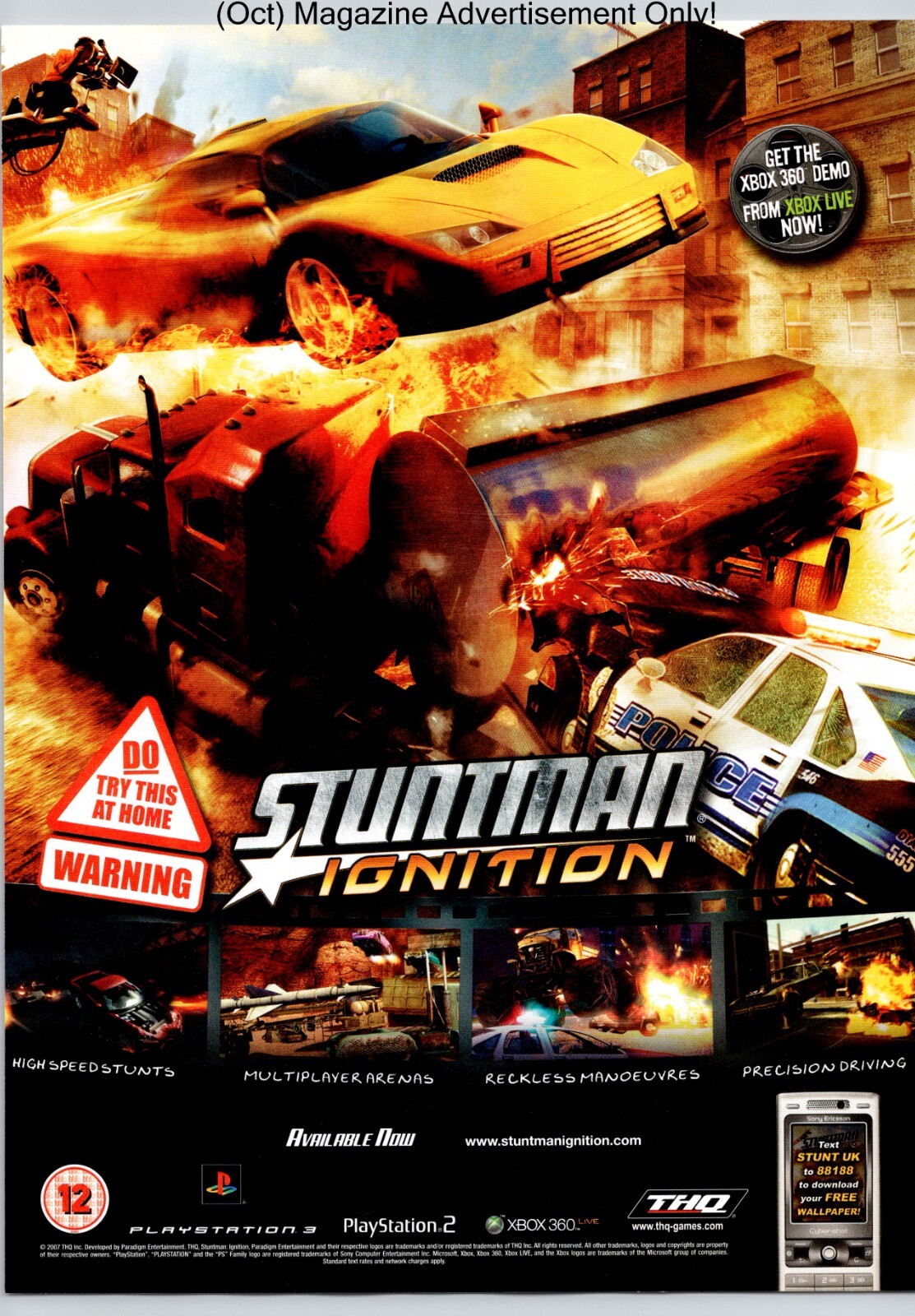 Stuntman Ignition Playstation PS3 PS2 Xbox Game Promo 2007 Full Page Print Ad