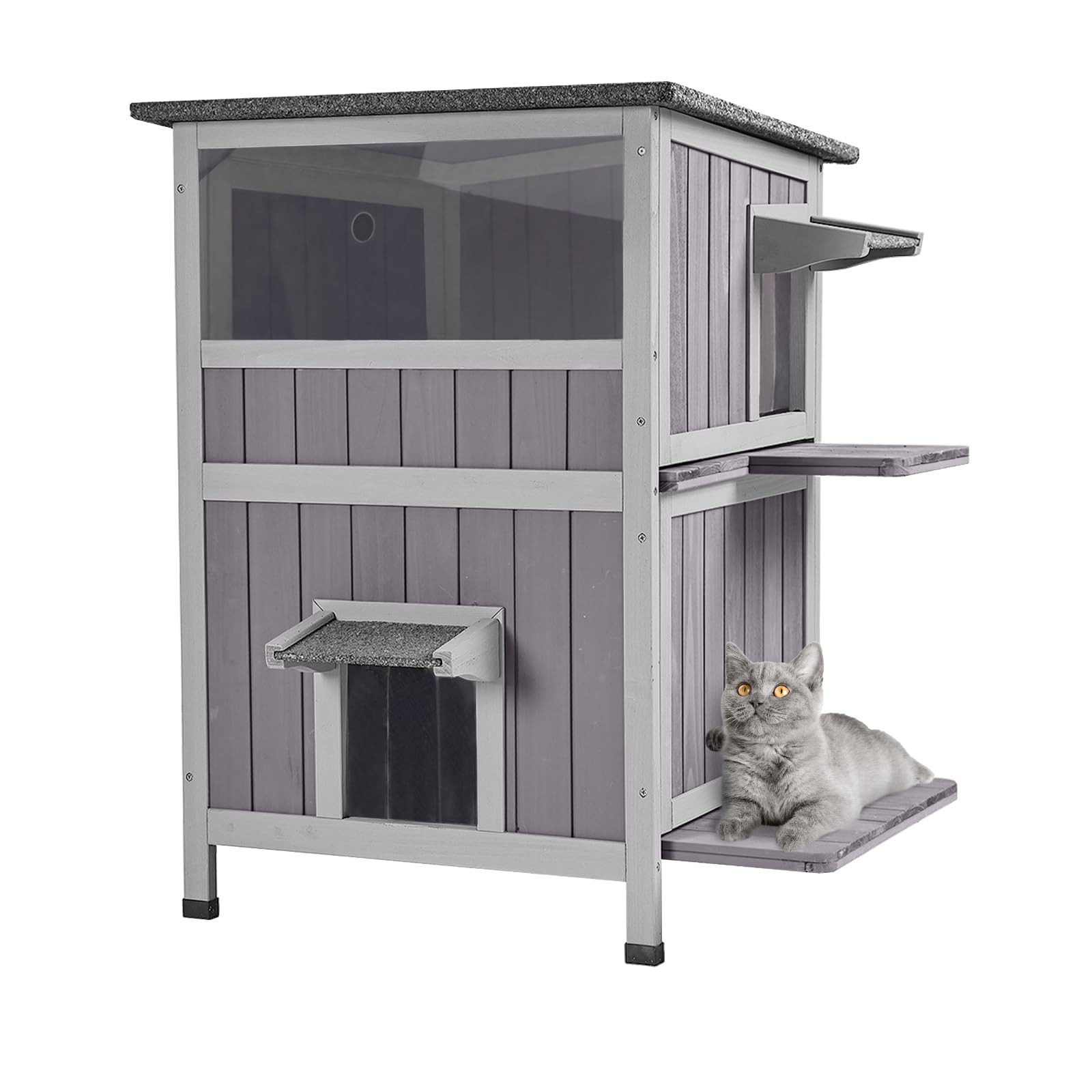 Aivituvin AIR14 Outdoor Cat House Two-Story Feral Shelter Weatherproof Winter