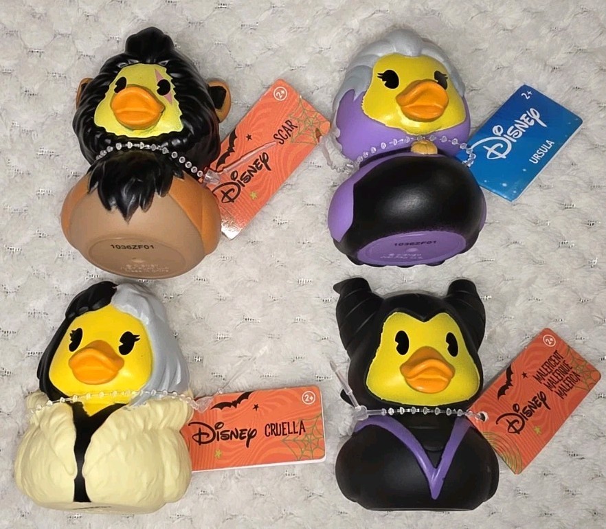 Disney Villains Rubber Ducks Cruella Scar Ursula Maleficent NEW  4pc Halloween 