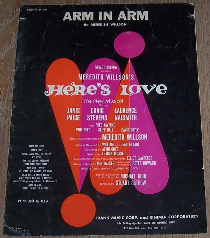 Here\'s Love Musical Janis Paige Arm Christmas 1963 Lot Three Theater Sheet Music