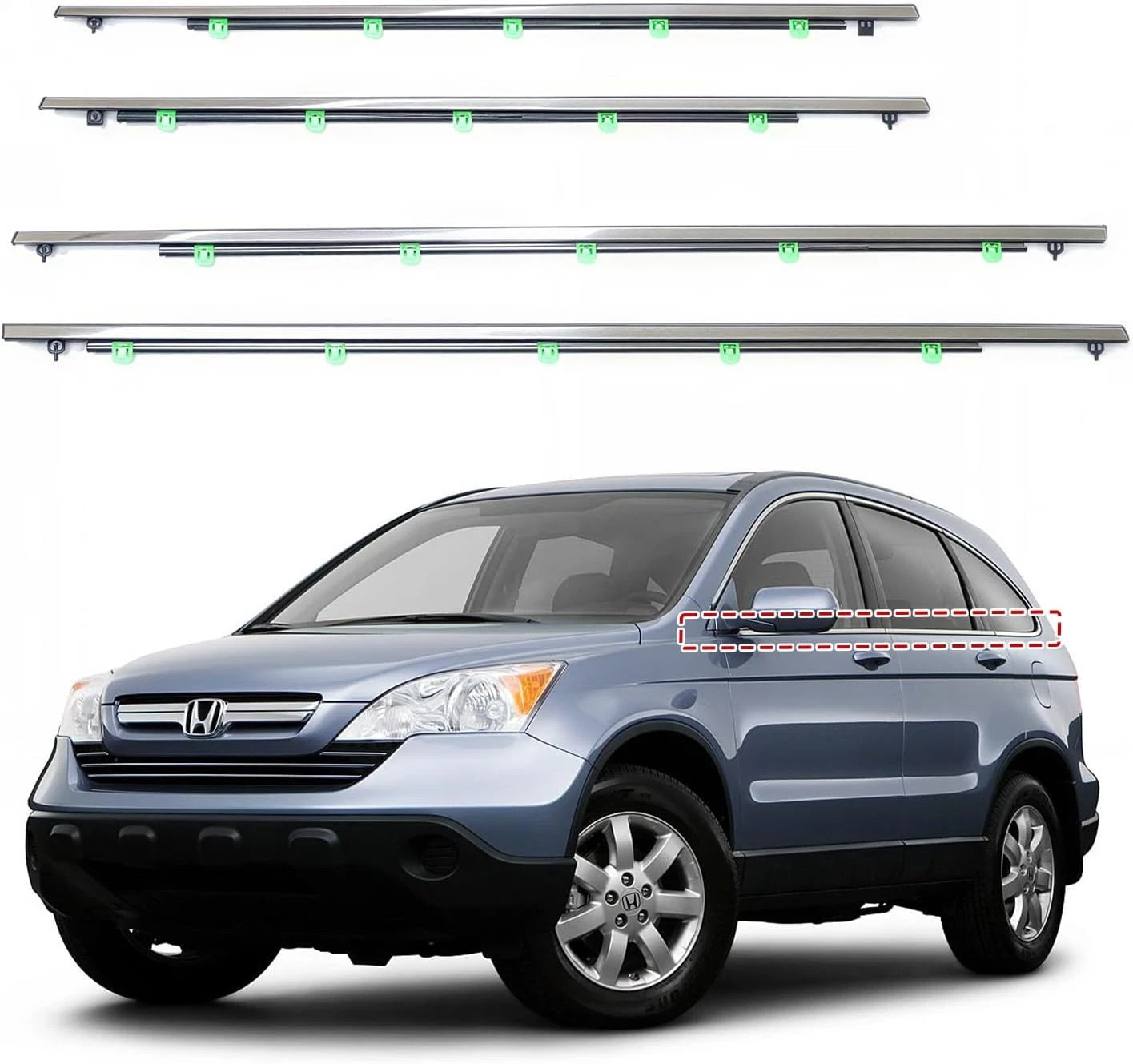 Window Trim Weather Stripping Molding Fits Honda CR-V 07-11 4 Pcs