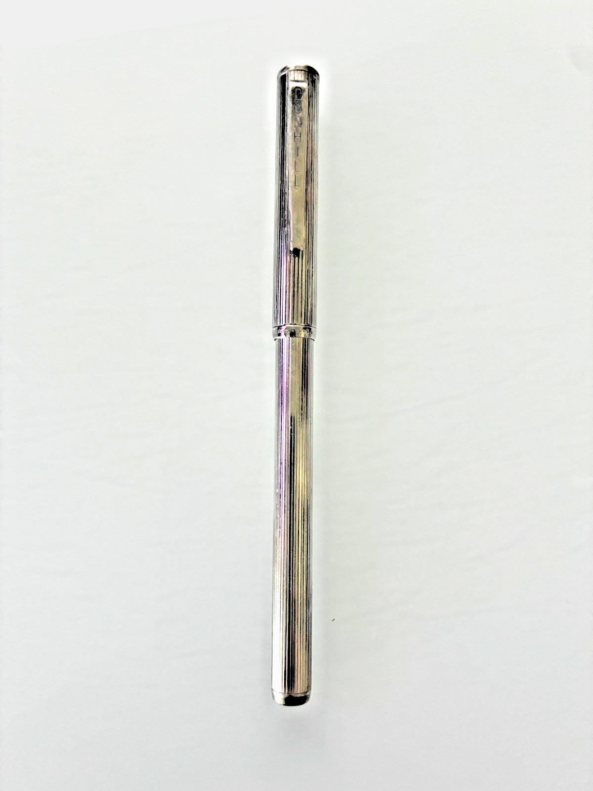 Alfred Dunhill Germany Sterling Silver Pinstripe Ballpoint Pen Ribbed Barrel