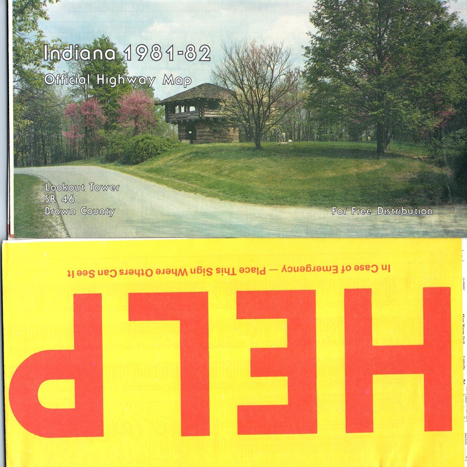 1981-82 Indiana Official Highway Road Map Retro Vtg Free STOP Emergency Sign 8D
