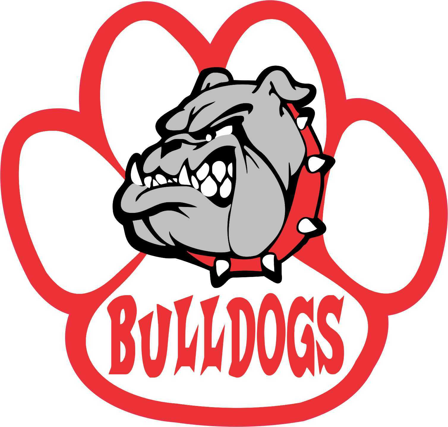 5in x 4.75in Red Bulldog Paw Vinyl Sticker Car Truck Vehicle Bumper Decal