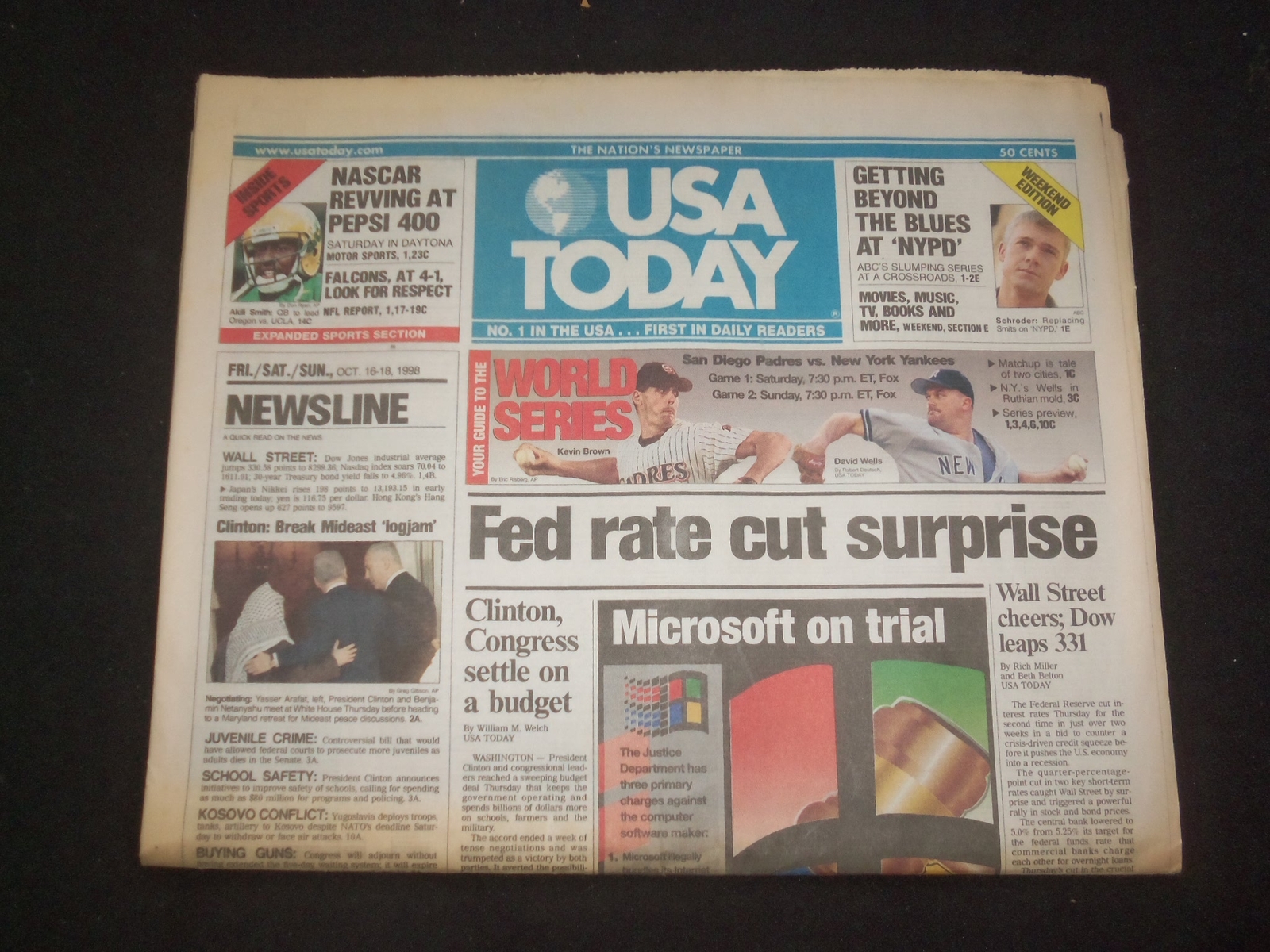 1998 OCTOBER 16-18 USA TODAY NEWSPAPER - FED RATE CUT SURPRISE - NP 7958