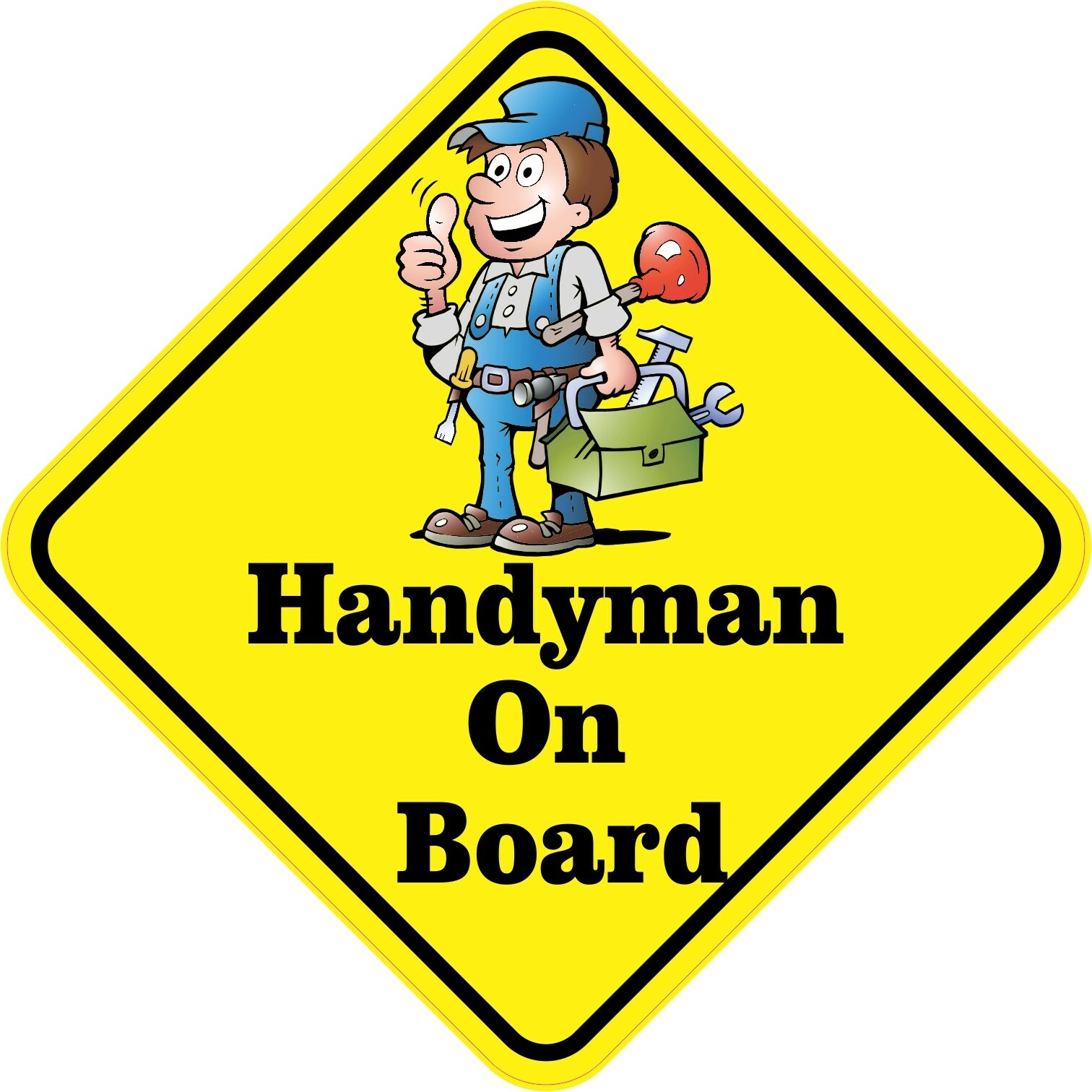 StickerTalk 5in x 5in Handyman On Board Sticker Car Truck Vehicle Bumper Decal