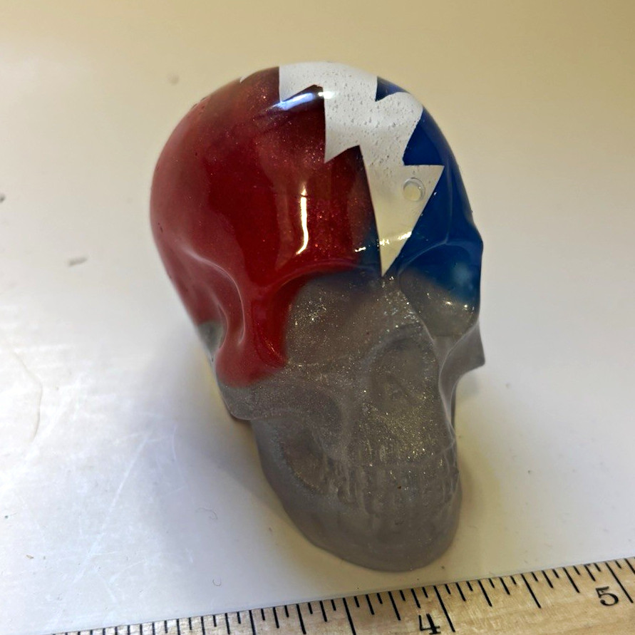 Skull collectible-red white blue lightning bolt . Grateful Dead