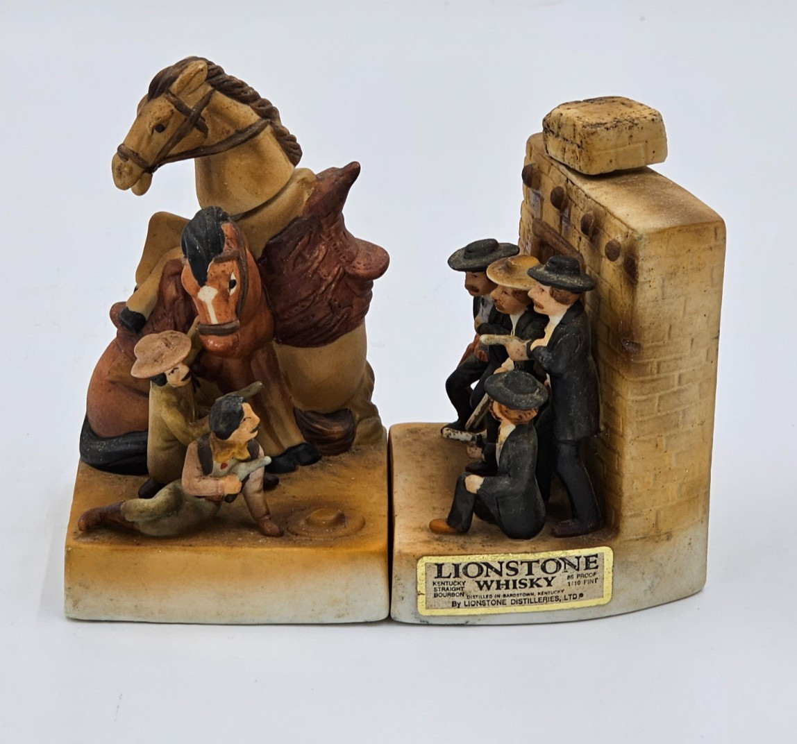 1977 LIONSTONE WHISKY ''SHOOTOUT AT THE OK CORRAL'' DECANTERS 2 OF 3