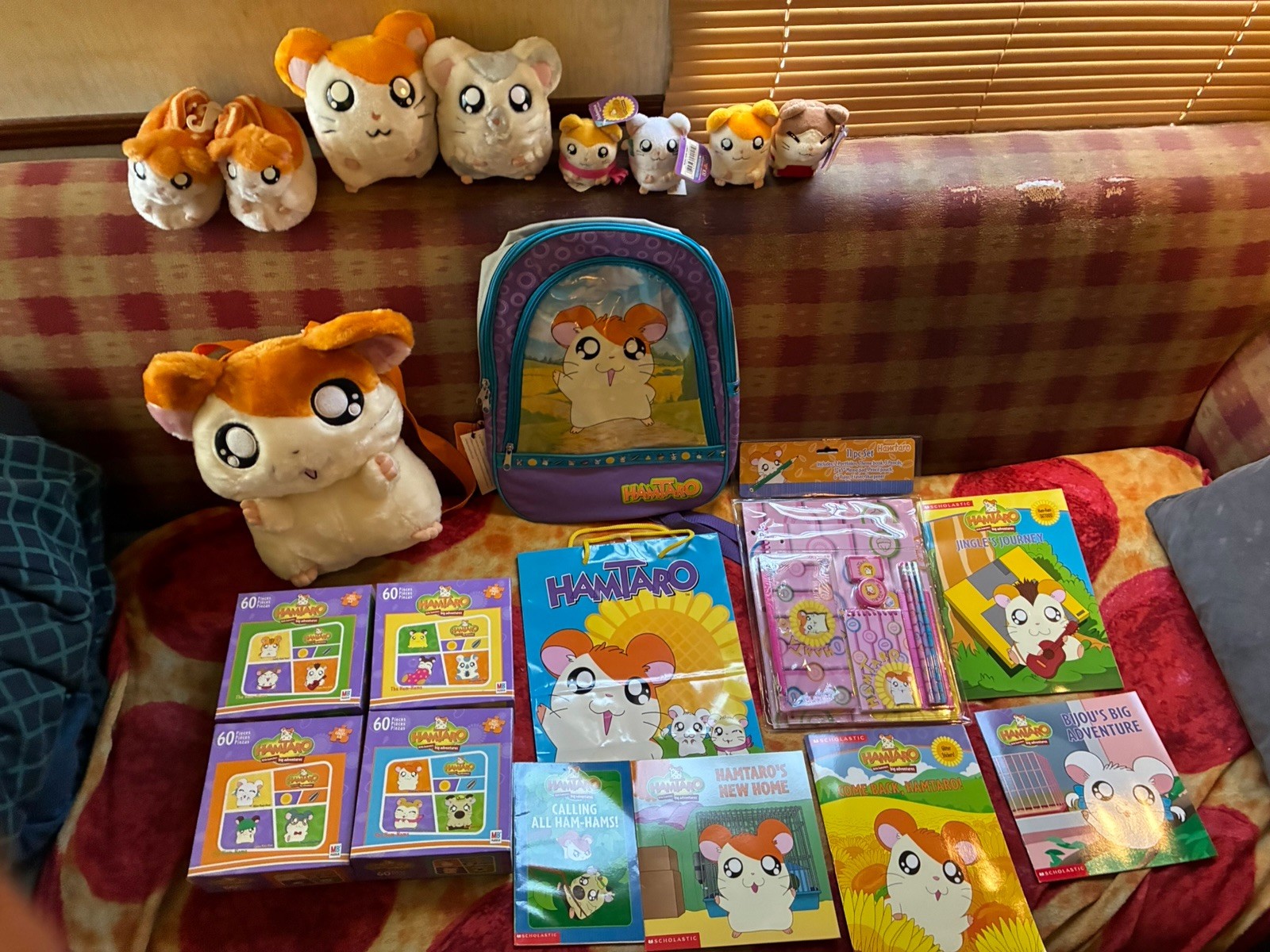 Hamtaro Vintage Lot Plush Bank Backpack Puzzles Stationary