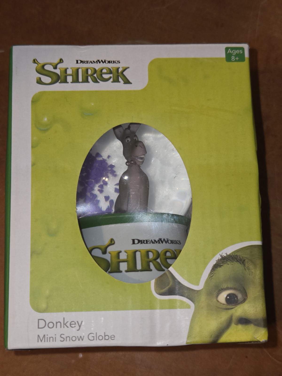 Dreamworks Mini Shrek The Movie Donkey Snowglobe Purple Glitter New In Box Rare