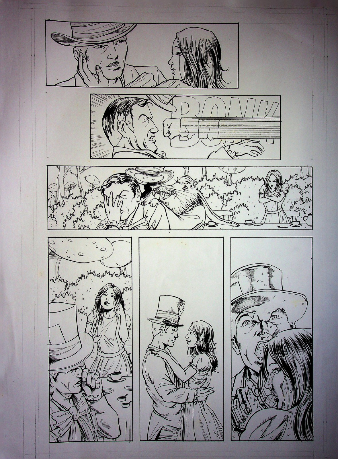 Kewber Baal Mis-Adventures of Adam  West Hand Inked Original Comic Interior Page