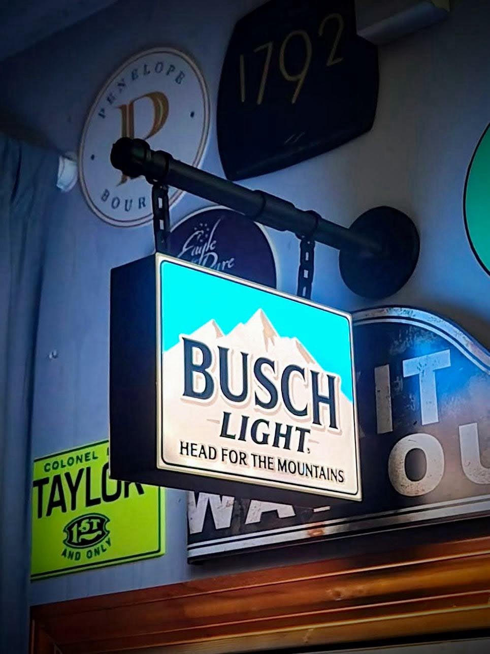 Busch Light Hanging LED Light Box | Double Sided Beer Bar Sign Decor
