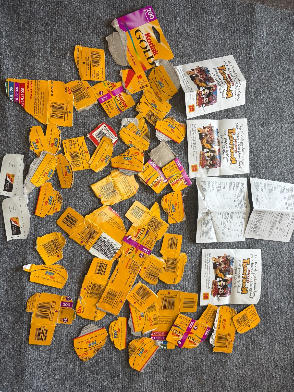 Lot of Kodak Film Proof Of Purchase Points UPC Labels 1990 s VTG Disney 1993 Add
